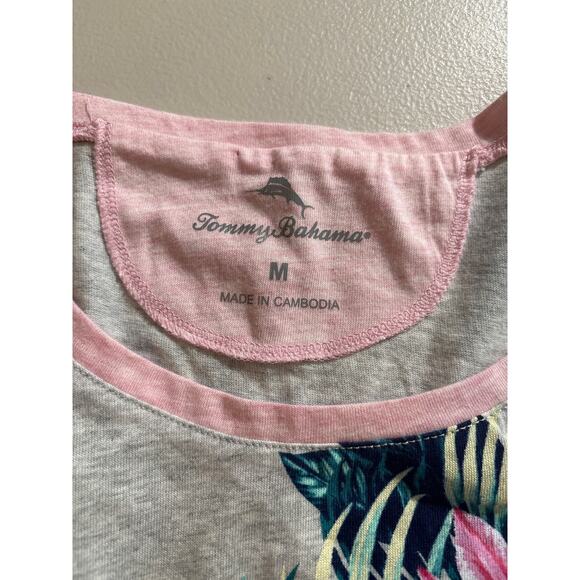 Tommy Bahama Pajama Set Women Medium Gray Floral Crew Neck Long Sleeve Sleepwear - Picture 6 of 12